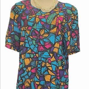 Chic Vintage Multi-Colored Pullover Blouse by Envious